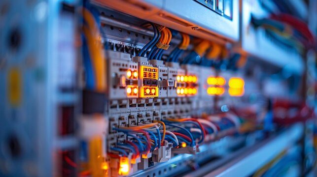 Close-up of energised switchgear control wiring maintained by SHAD Global